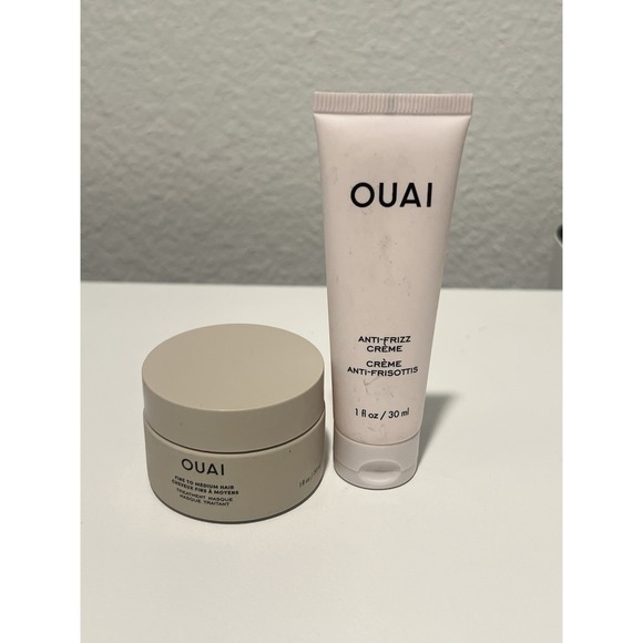 NEW OUAI Bundle Treatment Mask Fine To Mesium Hair + Anti frizz Crème 1 Fl Oz - Picture 1 of 1